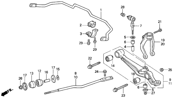 1994 Honda Prelude Arm, Left Front (Lower) Diagram for 51365-SS0-000