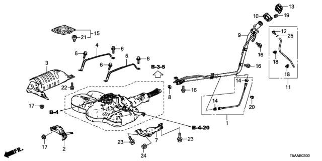 2020 Honda Fit Tube Assy., Fuel Filler Pipe Drain Diagram for 17663-T5R-A00