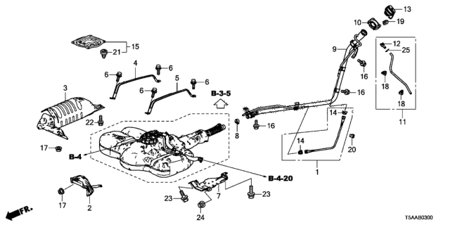 2020 Honda Fit Pipe Complete, Fuel Filler Diagram for 17660-T5R-A01