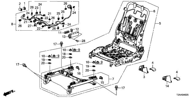 2017 Honda Accord Frame, R. FR. Seat Diagram for 81136-T2G-L43