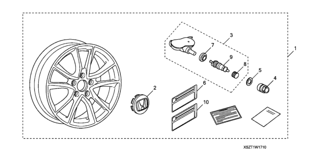 2011 Honda CR-Z 3 Door EX (NV) KA CVT Wheel Alloy (17") Diagram