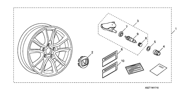 2012 Honda CR-Z Wheel Alloy (17") Diagram