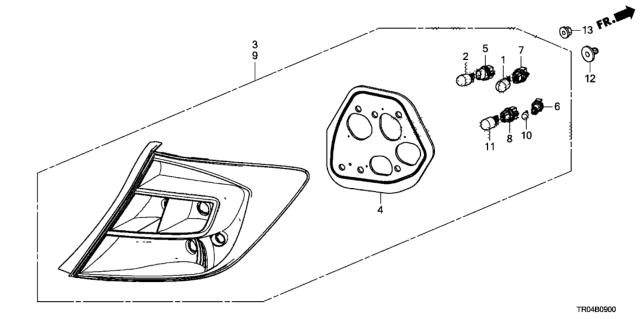 2012 Honda Civic Taillight Assy., R. Diagram for 33500-TR0-A01