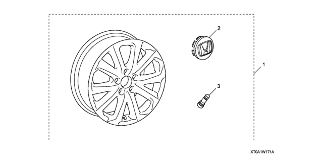 2014 Honda CR-V 5 Door EX-L (2WD) KA 5AT Alloy Wheel (17") Diagram