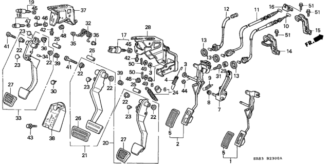 1994 Honda Civic Cover, Brake Pedal Diagram for 46545-SA5-980