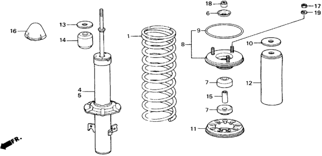 1989 Honda Accord 2 Door SEI KA 5MT Front Shock Absorber Diagram