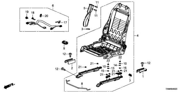 2020 Honda Insight Front Seat Components (Passenger Side) Diagram