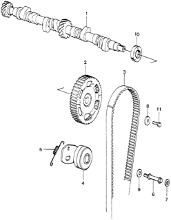 1982 Honda Civic Spring, Timing Belt Adjuster Diagram for 14516-673-000