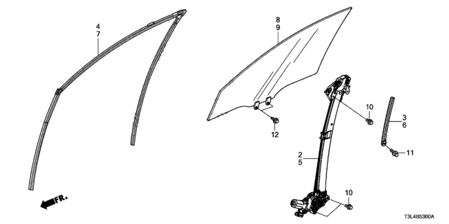 2015 Honda Accord Front Door Glass  - Regulator Diagram