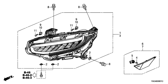 2019 Honda Civic W-KIT, LIGHT ASSY L Diagram for 06336-TBA-305