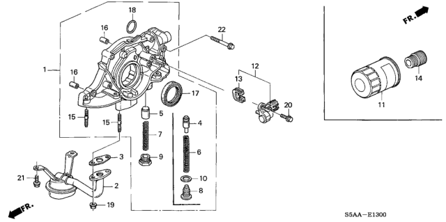 2004 Honda Civic 4 Door LX (SIDE SRS) KA 4AT Oil Pump - Oil Strainer Diagram
