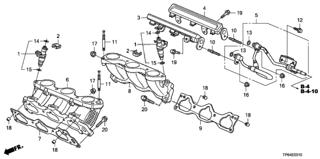 2012 Honda Crosstour Fuel Injector (V6) Diagram