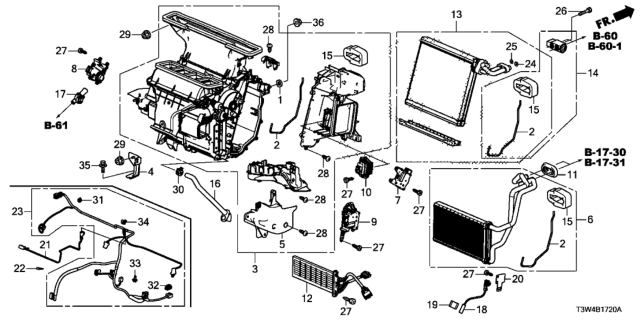 2014 Honda Accord Hybrid Heater Unit Sub A Diagram for 79104-T3Z-A41