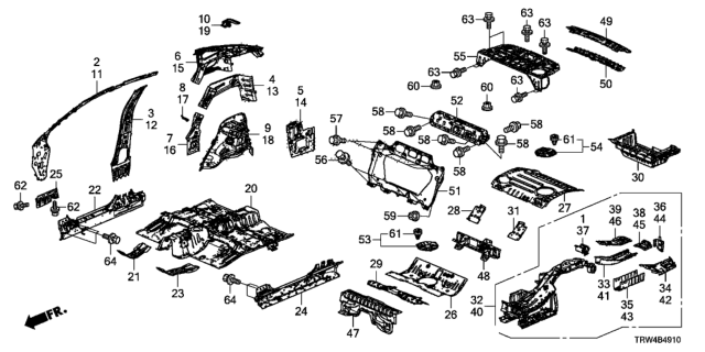 2018 Honda Clarity Plug-In Hybrid Frame B R, RR. Diagram for 65612-TRT-A00ZZ