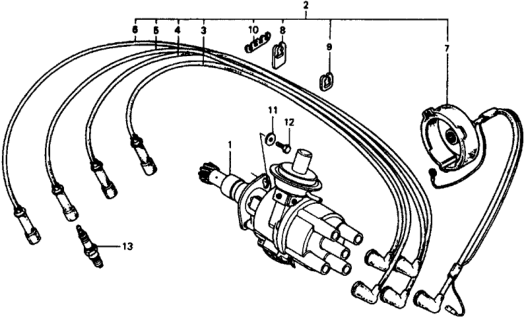 1979 Honda Civic Distributor - Spark Plug Diagram