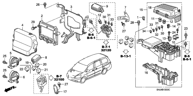 2010 Honda Odyssey Control Unit (Engine Room) Diagram 1