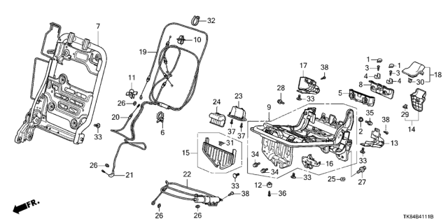 2012 Honda Odyssey 5 Door LX KA 5AT Rear Seat Components (Passenger Side) Diagram