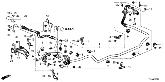 2018 Honda Accord Hybrid Cable Assy., High Voltage (Dc) Diagram for 1F110-6C2-A05