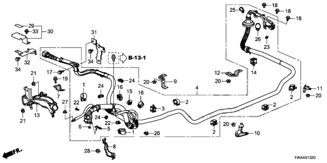 2018 Honda Accord Hybrid Clamp A, Cable Diagram for 1F085-RE0-003