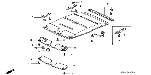 1998 Honda Civic Lining Assy., Roof *NH220L* (CLEAR GRAY) Diagram for 83200-S00-A01ZA