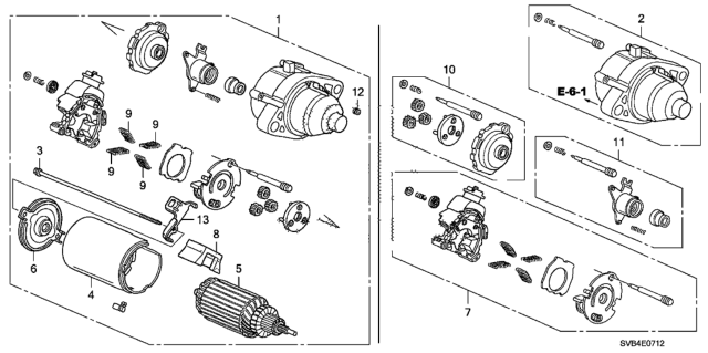 2011 Honda Civic Starter Motor (Mitsuba) (2.0L) Diagram