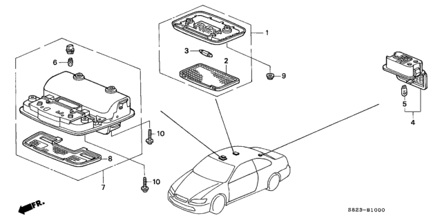 2002 Honda Accord Console Assy., Roof *NH220L* (CLEAR GRAY) Diagram for 83250-S87-A02ZD