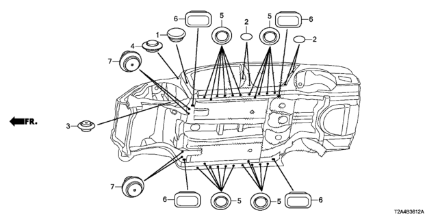 2013 Honda Accord Grommet (Lower) Diagram