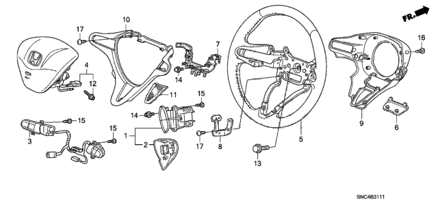 2011 Honda Civic 4 Door MX (HYBRID LEATHER NAVIGATION) KA CVT Steering Wheel (SRS) Diagram