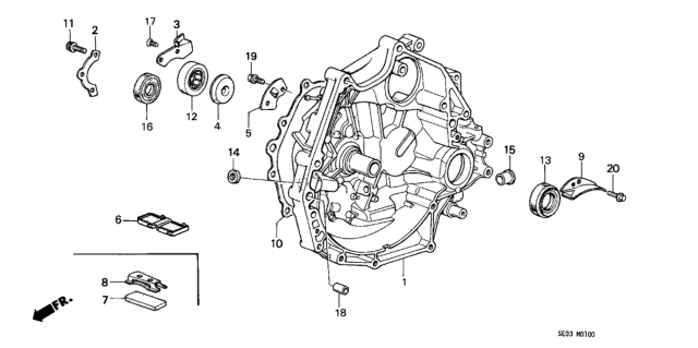 1989 Honda Accord MT Clutch Housing Diagram