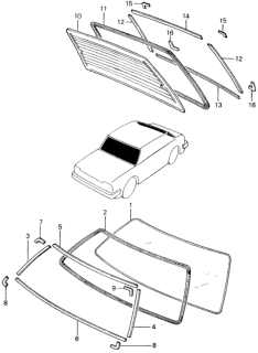 1982 Honda Civic Molding, RR. Side Diagram for 74801-SA8-010