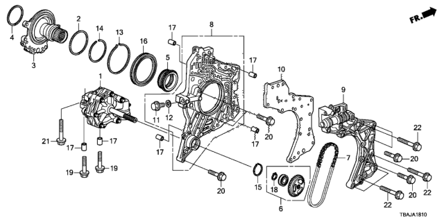 2018 Honda Civic Pump Assembly, Oil Diagram for 25100-5DJ-003
