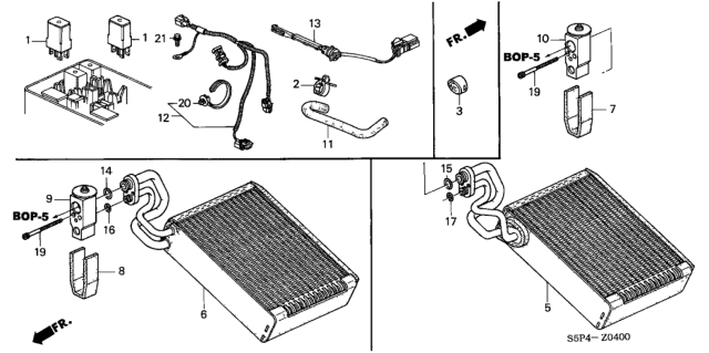 2003 Honda Civic A/C Cooling Unit Diagram