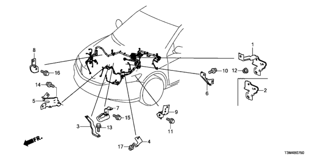 2017 Honda Accord Bracket, Sub-Ground Diagram for 32611-T2A-A00