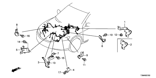 2017 Honda Accord Bracket Cabin Harn Diagram for 32201-T2A-A00