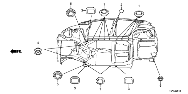 2020 Honda Fit Grommet (Lower) Diagram