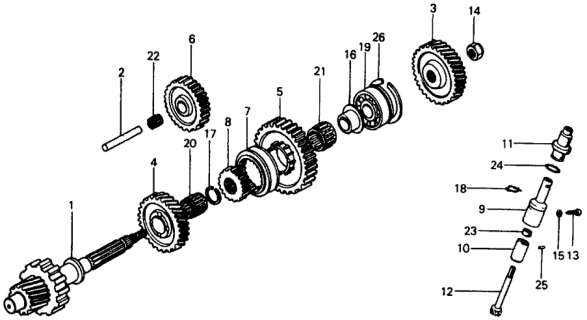 1975 Honda Civic 2 Door ** (1500) KA HMT HMT Countershaft Diagram