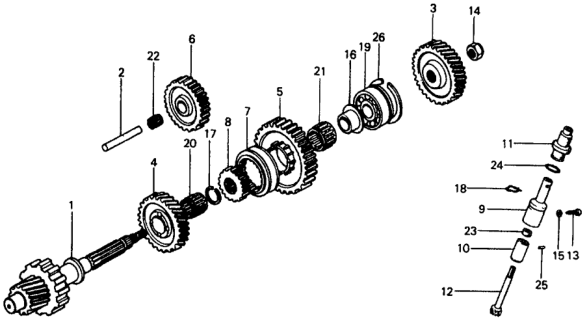 1976 Honda Civic HMT Countershaft Diagram