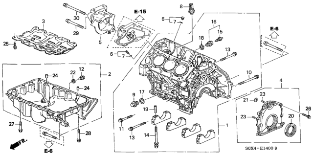 2000 Honda Odyssey Cylinder Block - Oil Pan Diagram