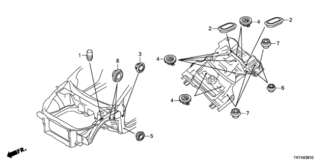2018 Honda Clarity Fuel Cell 4 Door D (CLARITY NMC) KA 1AT Grommet (Front) Diagram