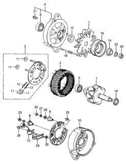1982 Honda Civic 4 Door ** (1500) KH HMT Alternator Components Diagram