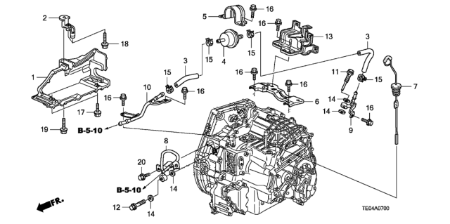 2008 Honda Accord AT Oil Level Gauge - ATF Pipe (L4) Diagram