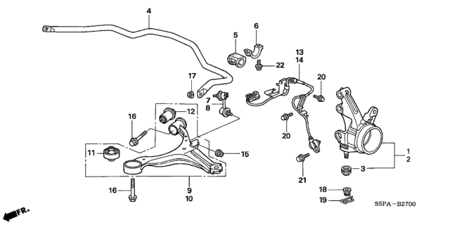 2005 Honda Civic Spring, Front Stabilizer Diagram for 51300-S5D-A02