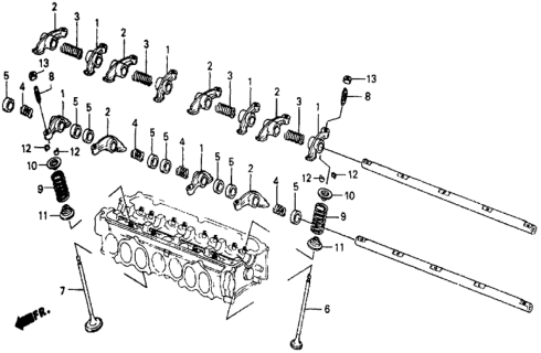 1987 Honda Civic 5 Door 4WD KA 5MT Valve - Rocker Arm Diagram