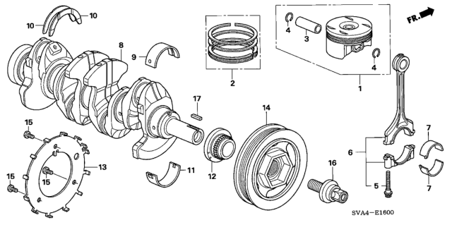 2006 Honda Civic Crankshaft - Piston (1.8L) Diagram