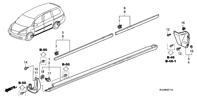 2008 Honda Odyssey Side Sill Garnish Diagram