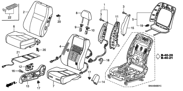 2007 Honda Civic Front Seat (Passenger Side) Diagram