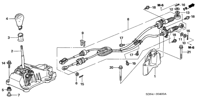 2006 Honda Accord Shift Lever (L4) Diagram