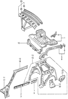 1982 Honda Prelude Crossmember, RR. Arm (Lower) Diagram for 70280-692-672ZZ