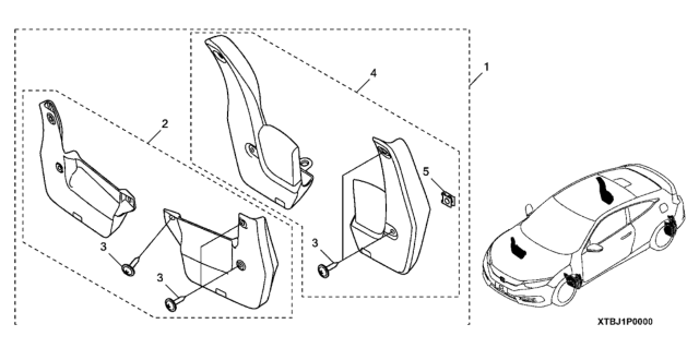 2019 Honda Civic Splash Guards Diagram