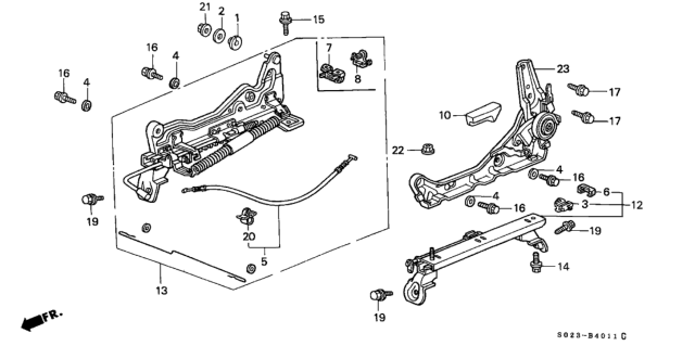 2000 Honda Civic Front Seat Components (Driver Side) Diagram